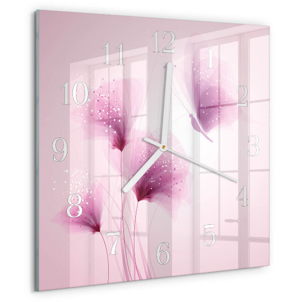 Wanduhr quadratisch Blumen
