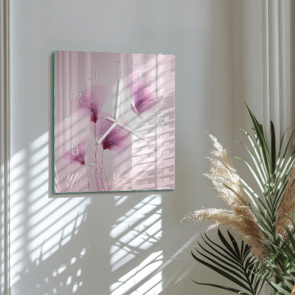 Wanduhr quadratisch Blumen