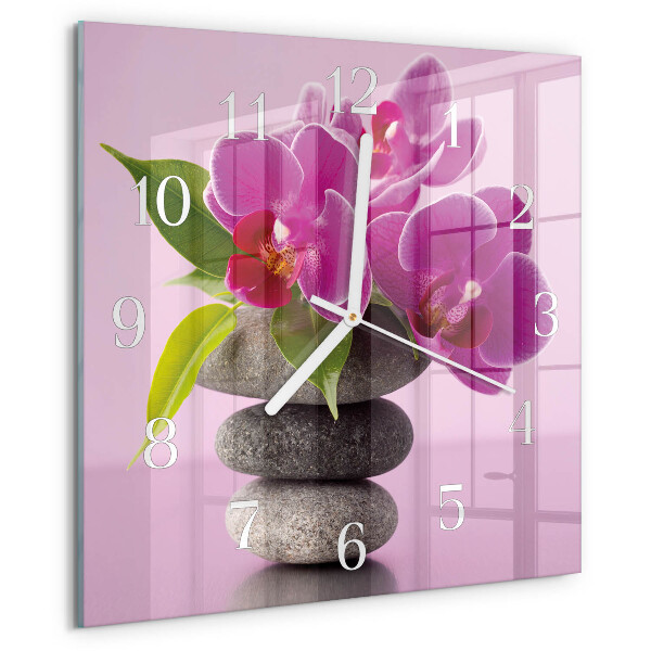 Wanduhr quadratisch Orchidee