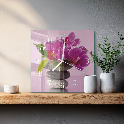 Wanduhr quadratisch Orchidee
