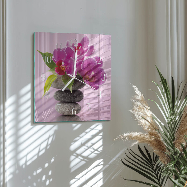 Wanduhr quadratisch Orchidee