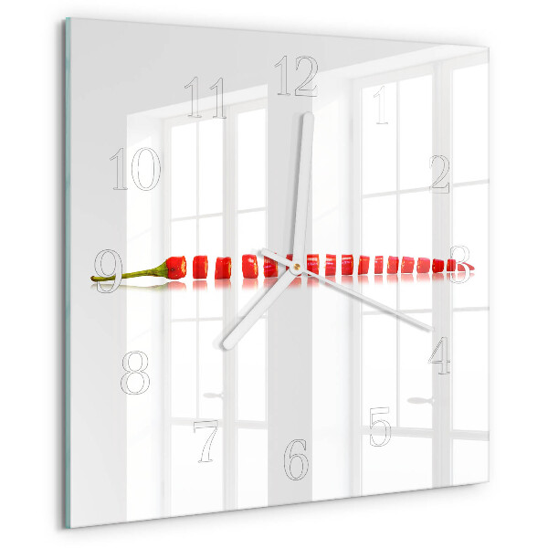 Wanduhr quadratisch Chili-Pfeffer