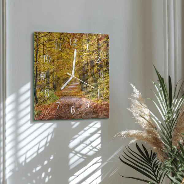 Wanduhr quadratisch Waldweg