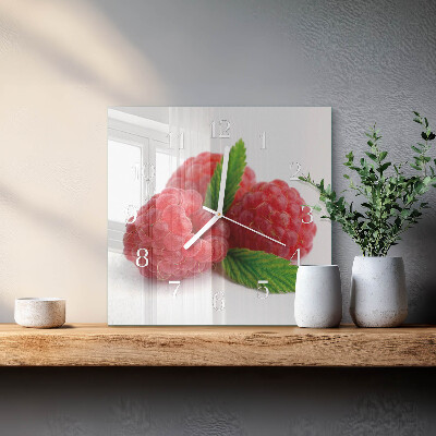 Wanduhr quadratisch Himbeeren