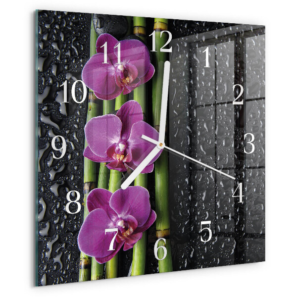 Wanduhr quadratisch Orchidee
