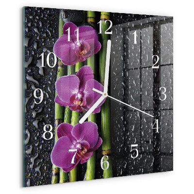 Wanduhr quadratisch Orchidee