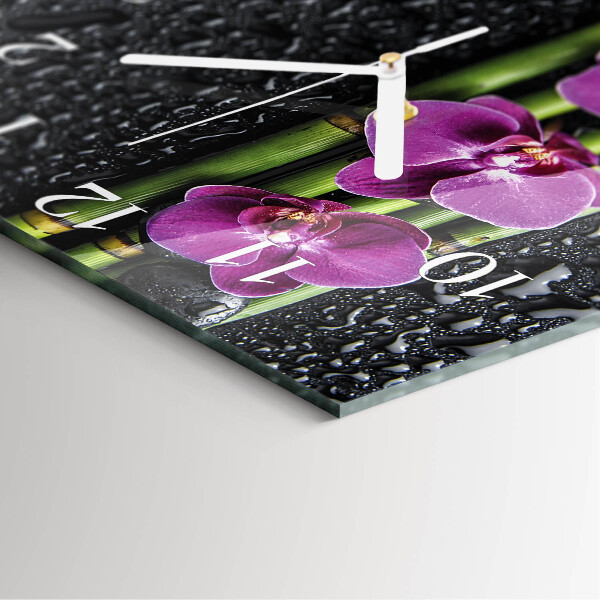 Wanduhr quadratisch Orchidee