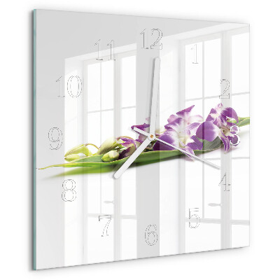 Wanduhr quadratisch Blumen