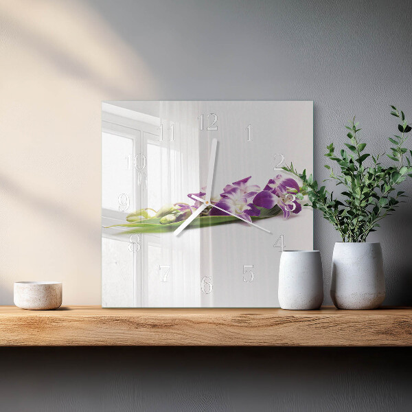 Wanduhr quadratisch Blumen
