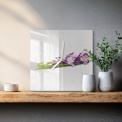 Wanduhr quadratisch Blumen