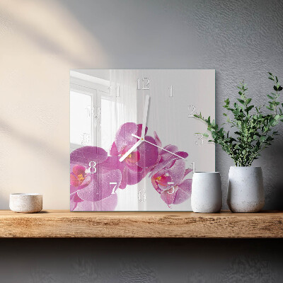 Wanduhr quadratisch Orchidee