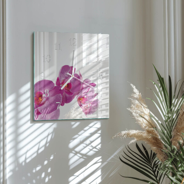 Wanduhr quadratisch Orchidee