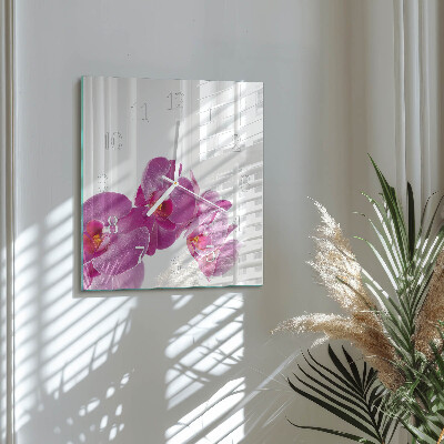 Wanduhr quadratisch Orchidee