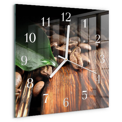 Wanduhr quadratisch Kaffeebohnen