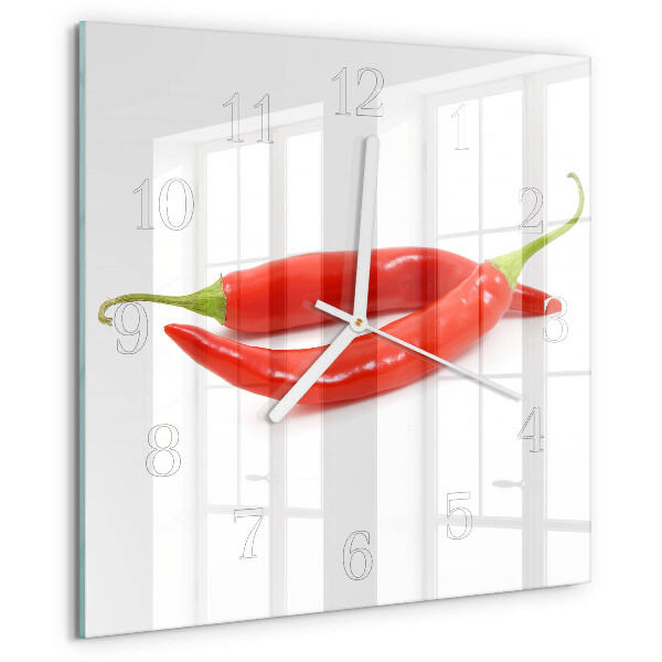 Wanduhr quadratisch Chili-Pfeffer