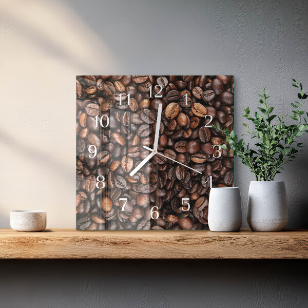 Wanduhr quadratisch Kaffeebohnen