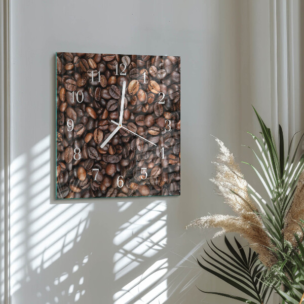 Wanduhr quadratisch Kaffeebohnen