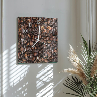 Wanduhr quadratisch Kaffeebohnen
