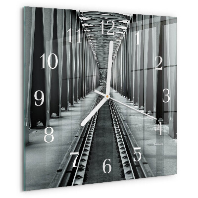 Wanduhr quadratisch Eisenbahnschienen