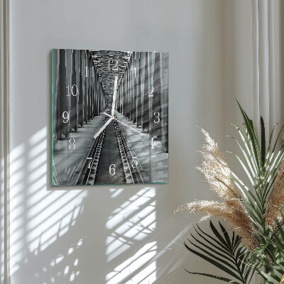 Wanduhr quadratisch Eisenbahnschienen