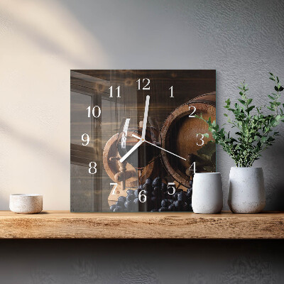 Wanduhr quadratisch Weinfass