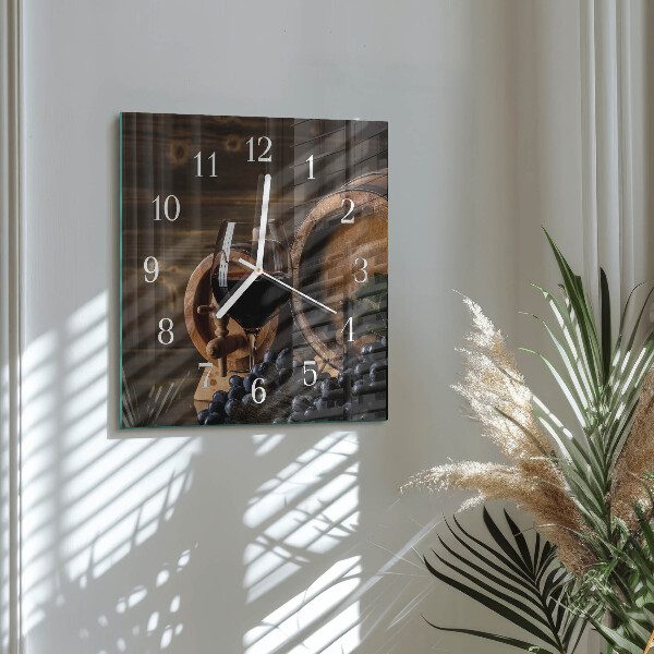 Wanduhr quadratisch Weinfass