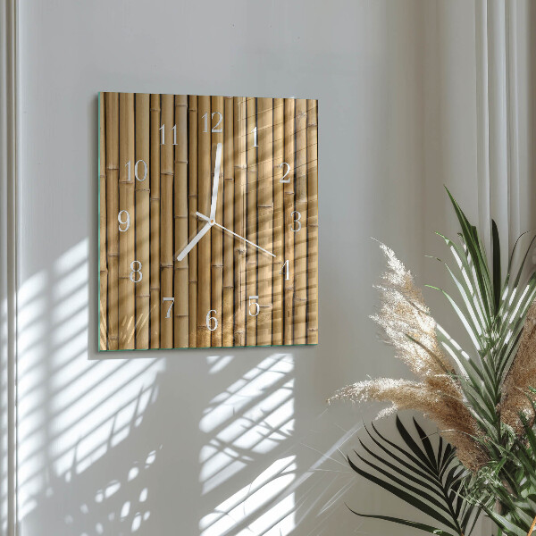Wanduhr quadratisch Bambus