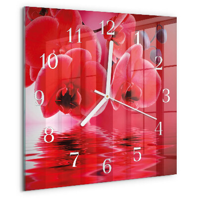 Wanduhr quadratisch Orchidee
