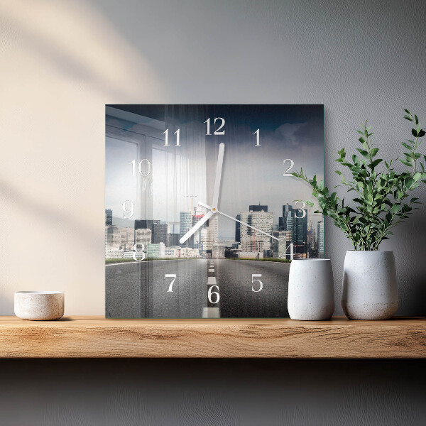 Wanduhr quadratisch Road City