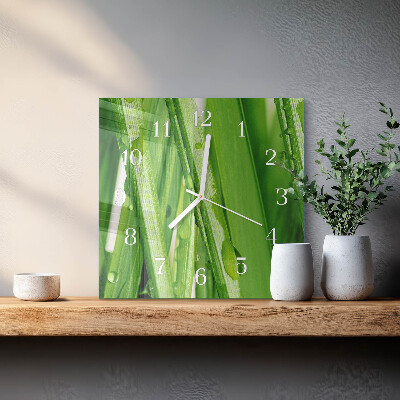 Wanduhr quadratisch Gras