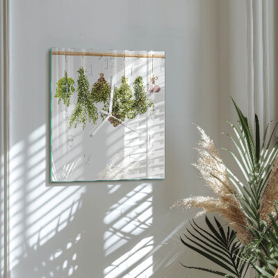 Wanduhr quadratisch Kräuter