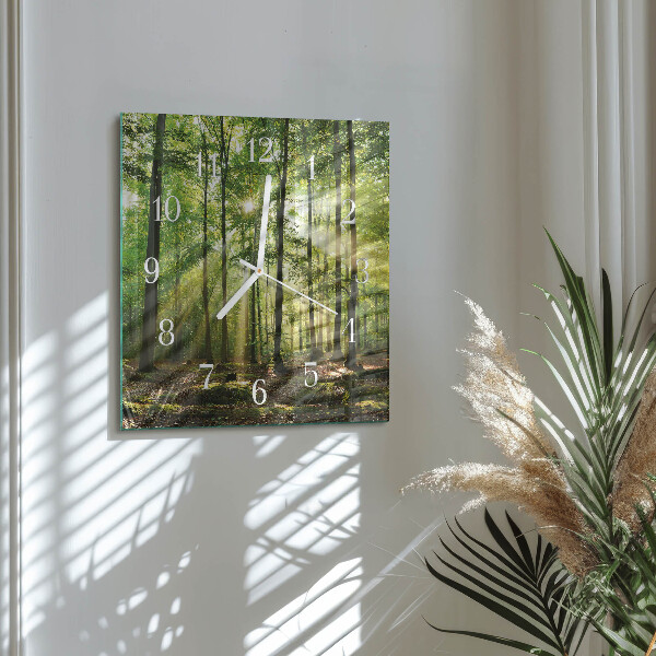 Wanduhr quadratisch Waldnatur