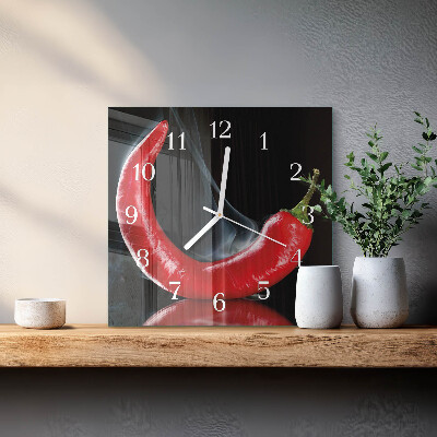 Wanduhr quadratisch Chili-Pfeffer