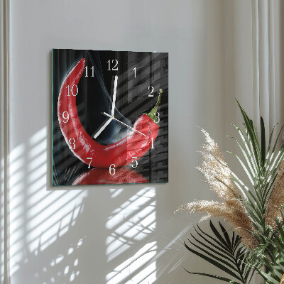 Wanduhr quadratisch Chili-Pfeffer