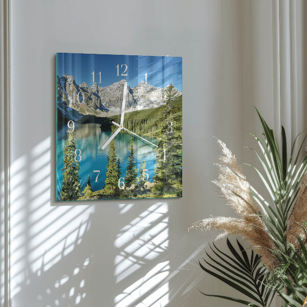 Wanduhr quadratisch Berge Natur