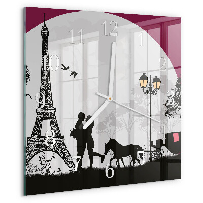 Wanduhr quadratisch Liebe zu Paris