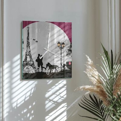 Wanduhr quadratisch Liebe zu Paris