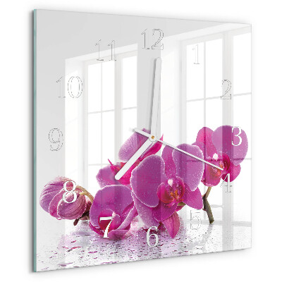 Wanduhr quadratisch Orchidee