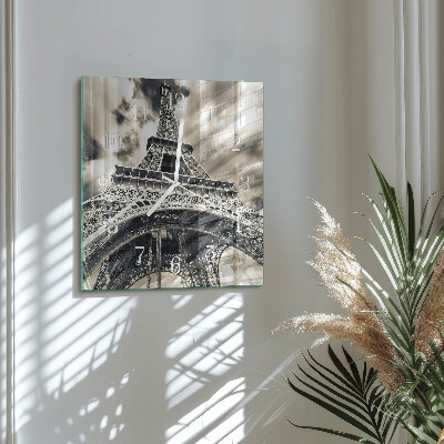 Wanduhr quadratisch Eiffelturm