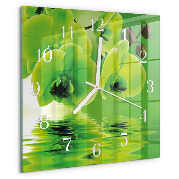 Wanduhr quadratisch Orchidee