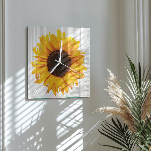 Wanduhr quadratisch Sonnenblume