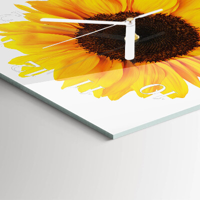 Wanduhr quadratisch Sonnenblume