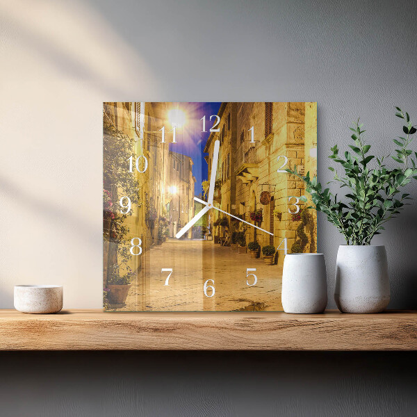 Wanduhr quadratisch Straßennacht