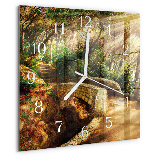 Wanduhr quadratisch Waldbrücke