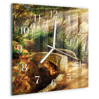 Wanduhr quadratisch Waldbrücke