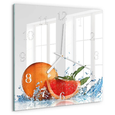Wanduhr quadratisch Grapefruit