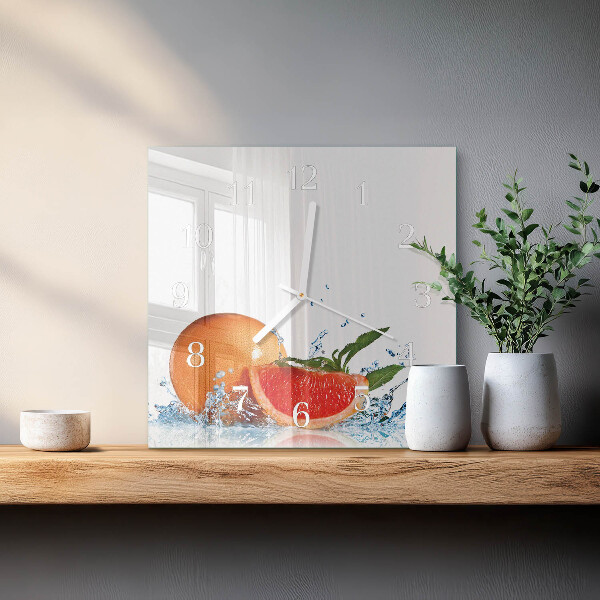Wanduhr quadratisch Grapefruit