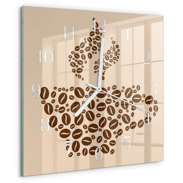 Wanduhr quadratisch Kaffee