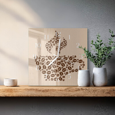 Wanduhr quadratisch Kaffee