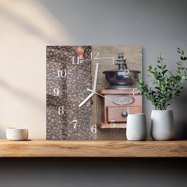 Wanduhr quadratisch Kaffeemühle